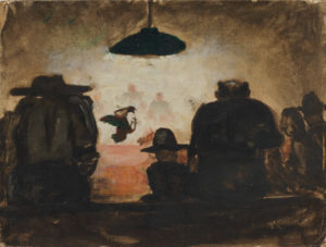 Chicken Fight, ca. 1948, oil